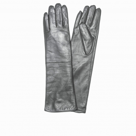 Mănuși gri lungi de damă din piele naturală G07-02